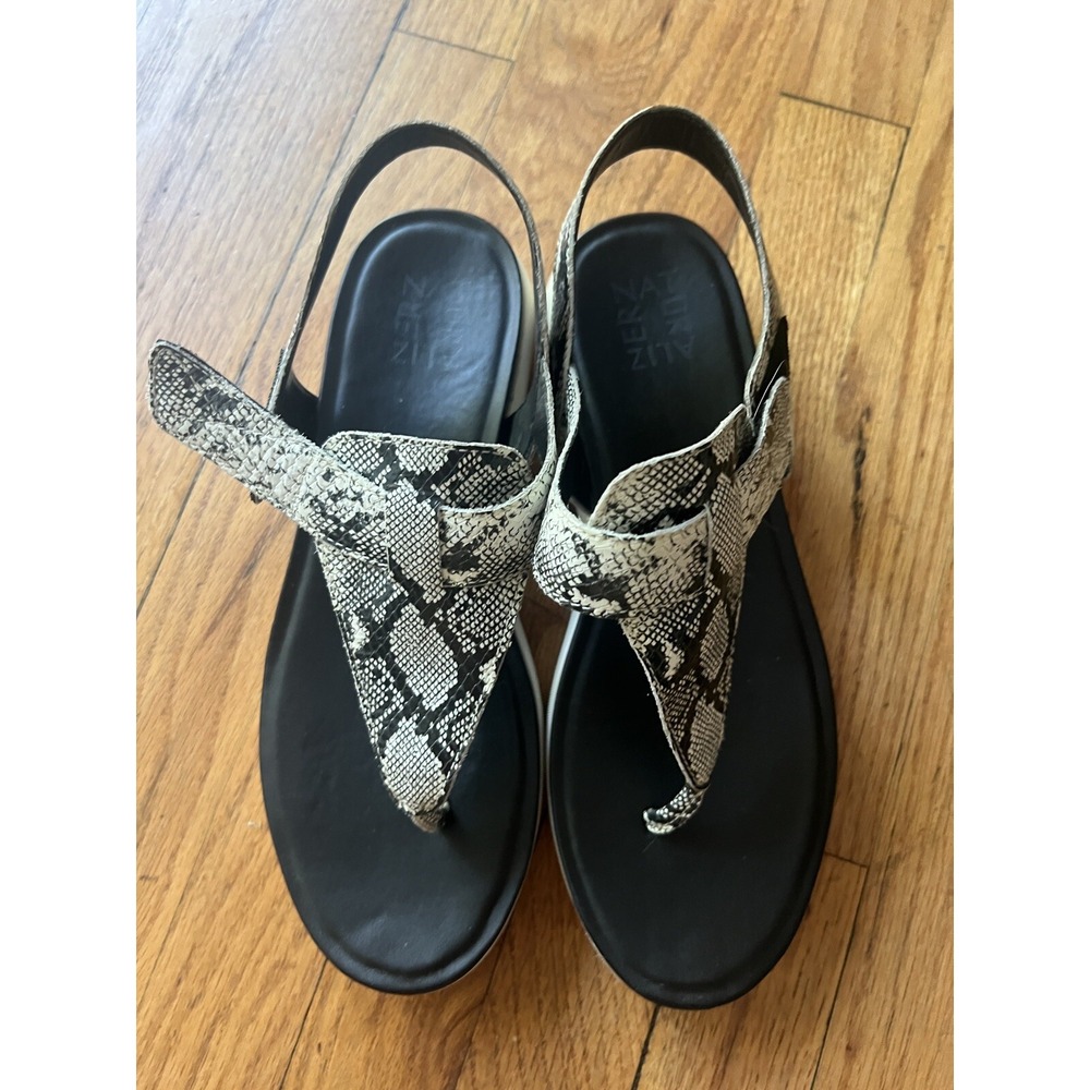 Naturalizer Size 10 Lincoln White Snake Platform Sandals Leather Upper